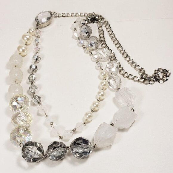 Multi-Strand Silver Long  36-inch Beaded Necklace – Multi-Color Fashion Jewelry - Picture 3 of 7